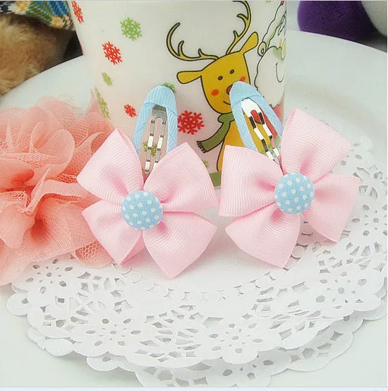 Hot Sale Colorful Baby Bow Dot Hairpins For Girls Grosgrain Hair Clip Accessories Children Ribbon Bowknot Hair band Statement