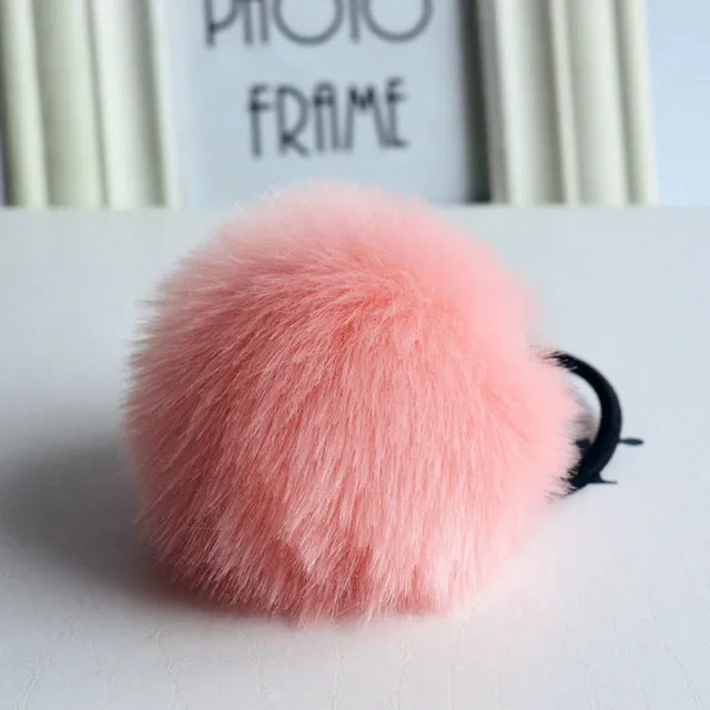 Hot Sale Korean Style Girls Cute Trendy Soft Fake Rabbit Fur Elastic Hair Rope Hair Band  Hair Accessories