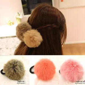 Hot Sale Korean Style Girls Cute Trendy Soft Fake Rabbit Fur Elastic Hair Rope Hair Band  Hair Accessories