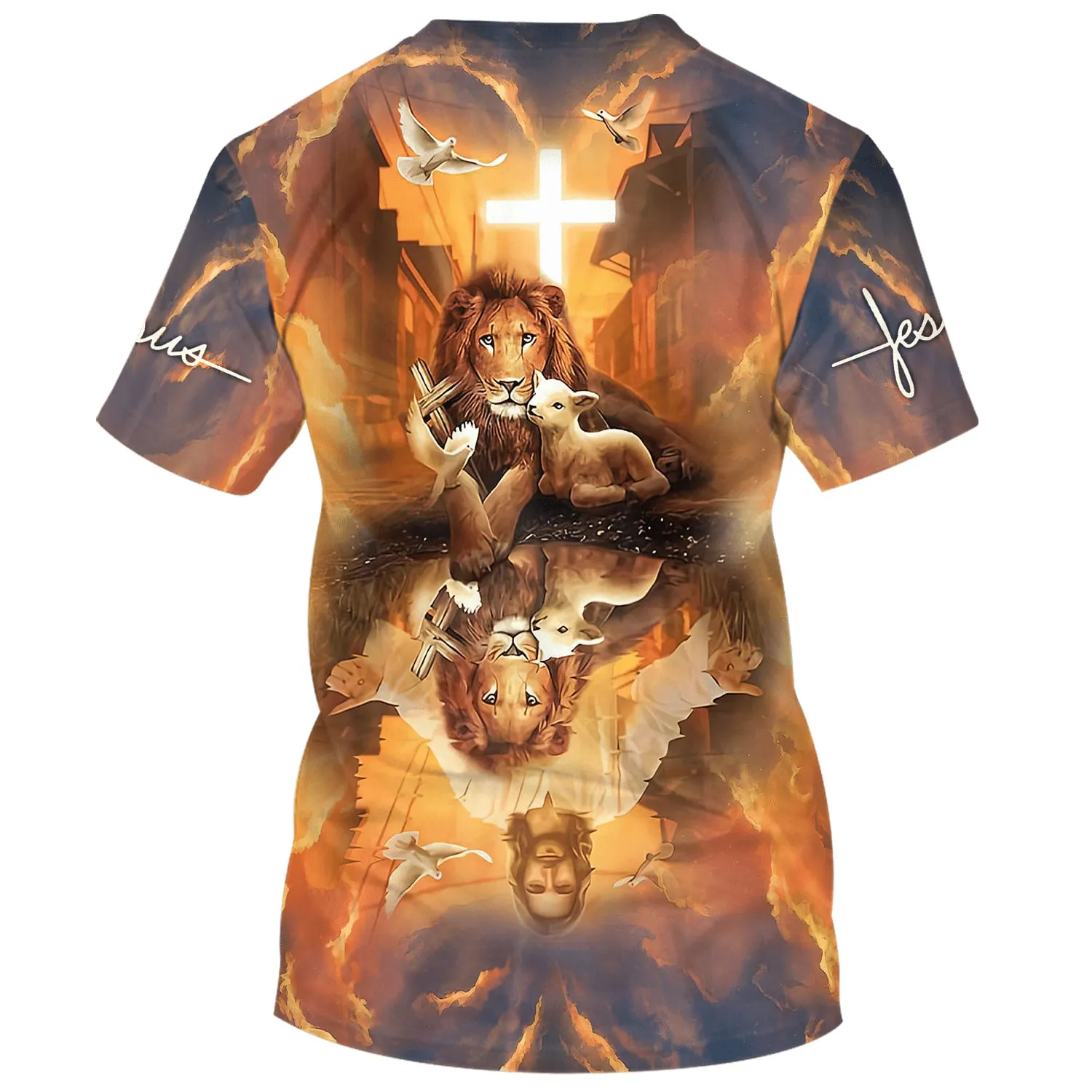 Jesus Lion And The Lamb Dove 3d Shirts - Christian T Shirts For Men And Women