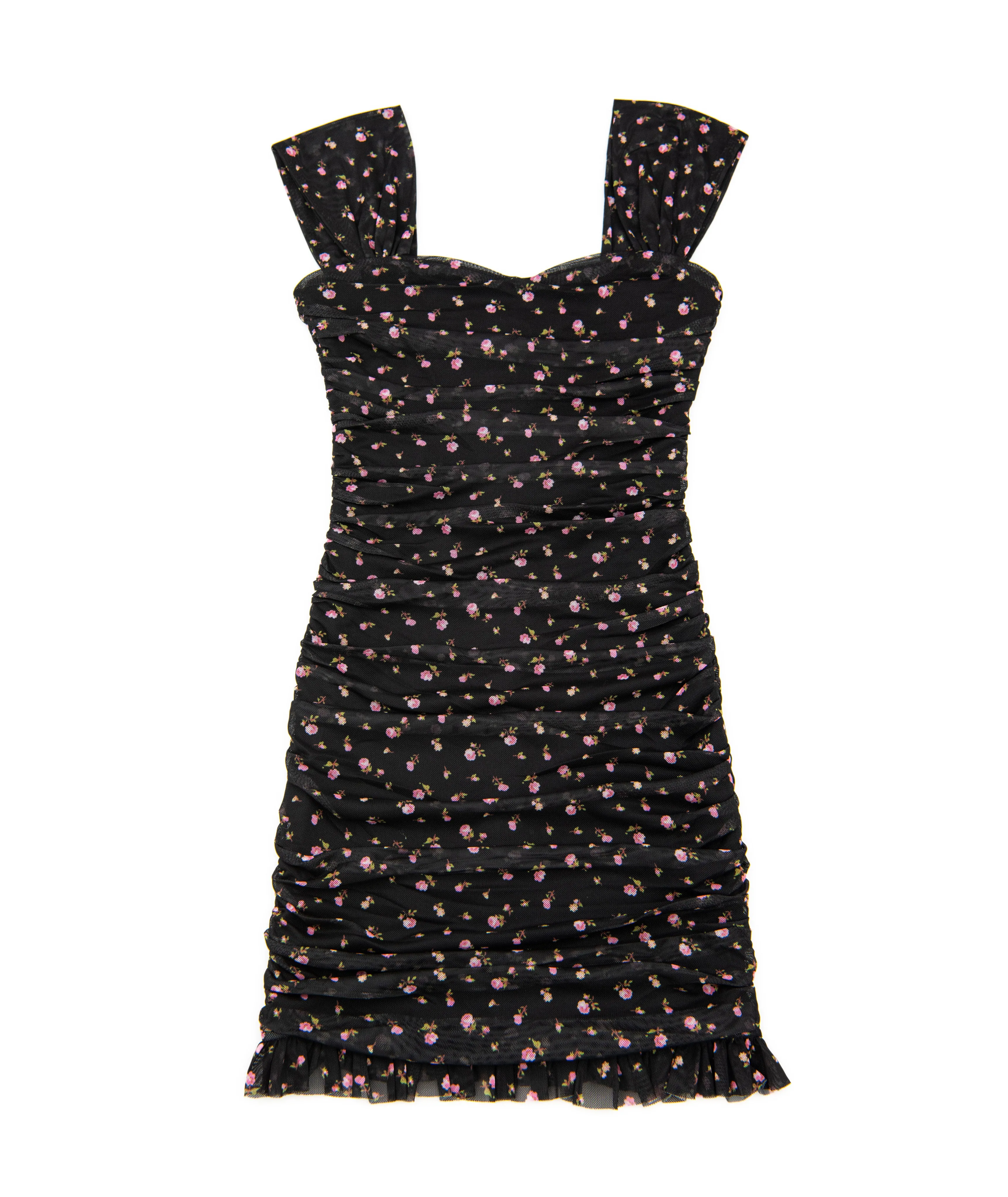 Katie J NYC Girls Black Ditsy Floral Mesh Joey Dress