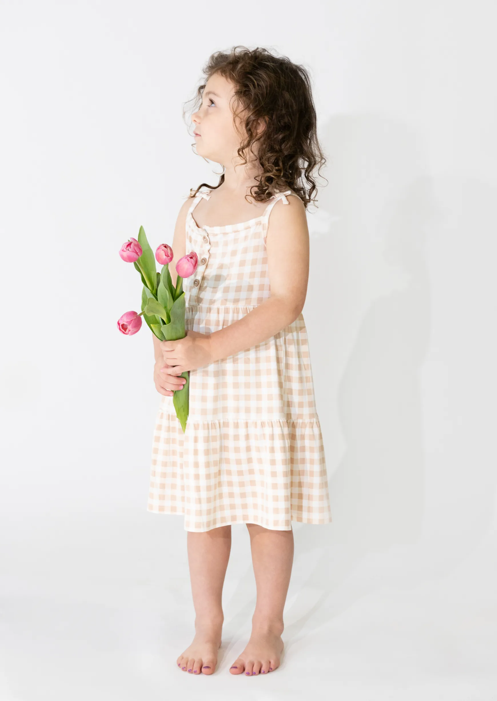 Kids Twirl Dress - OAT GINGHAM