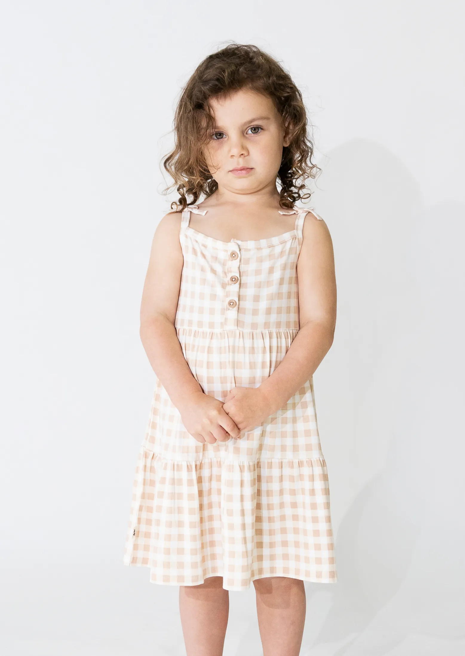 Kids Twirl Dress - OAT GINGHAM