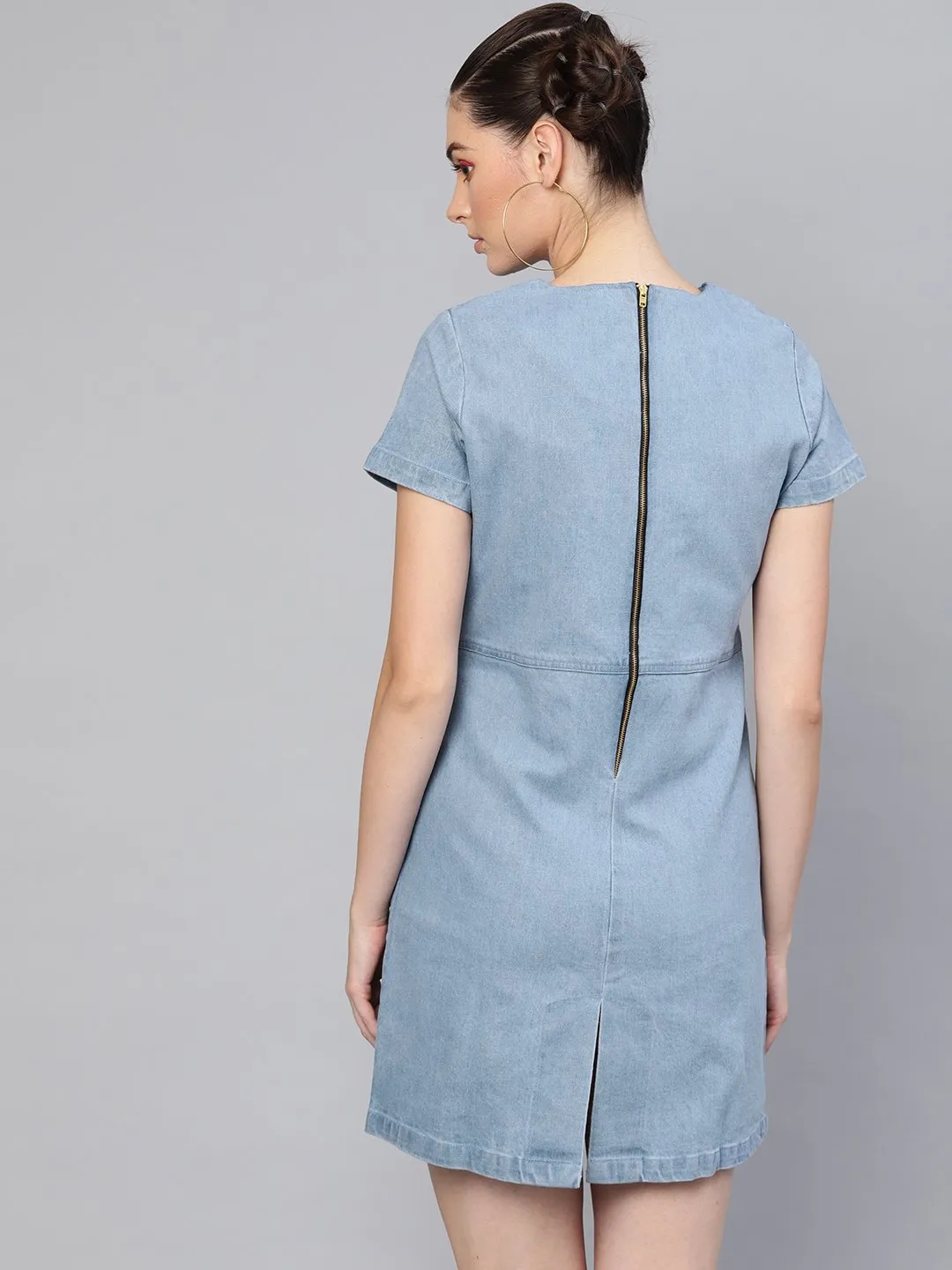 Light Blue Denim Shift Dress