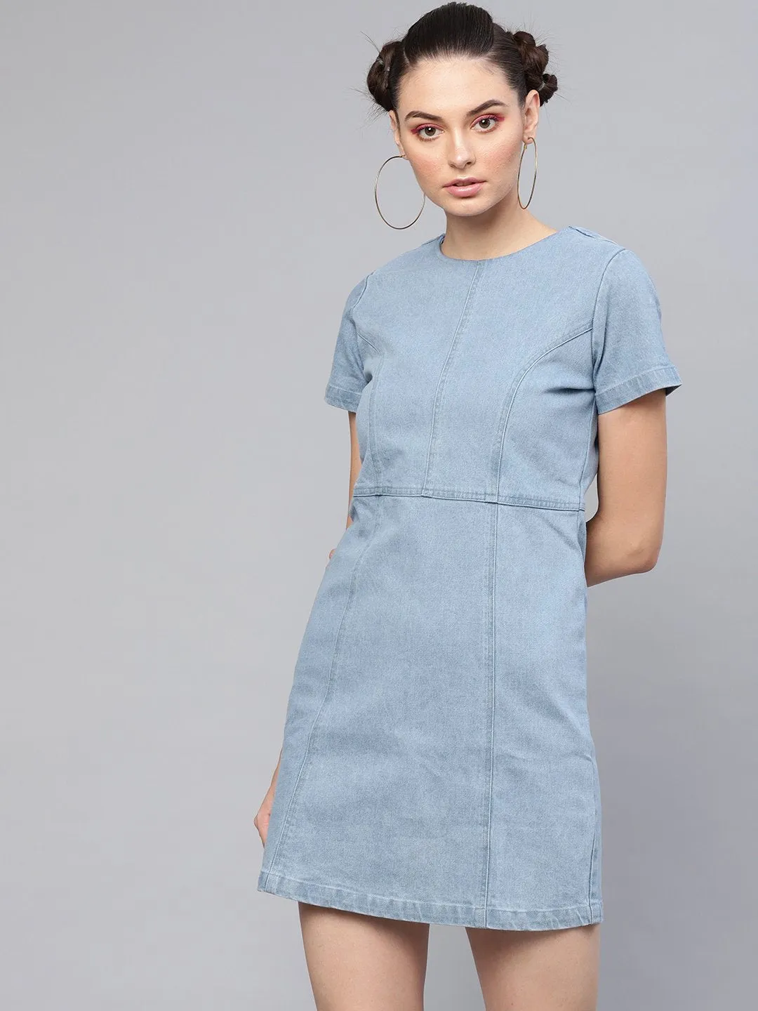 Light Blue Denim Shift Dress