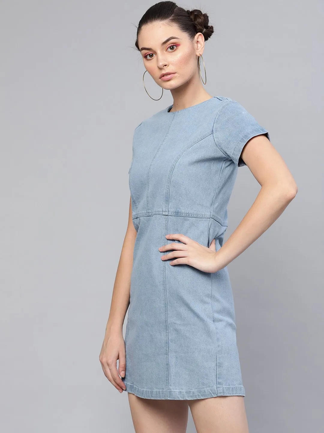 Light Blue Denim Shift Dress