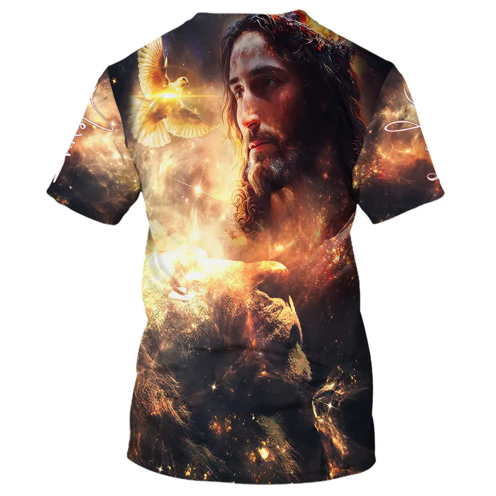 Lion And Jesus Picture 3d All Over Print Shirt - Christian 3d Shirts For Men Women