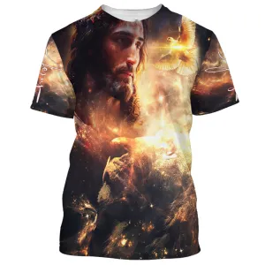 Lion And Jesus Picture 3d All Over Print Shirt - Christian 3d Shirts For Men Women