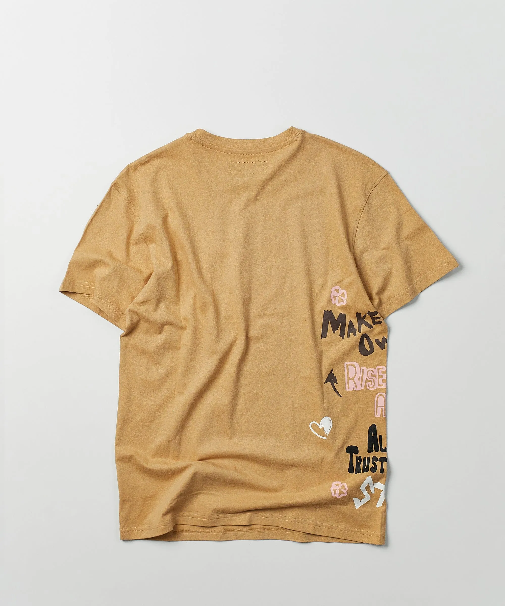 Make Your Own Luck Side Print Short Sleeve Tee - Khaki