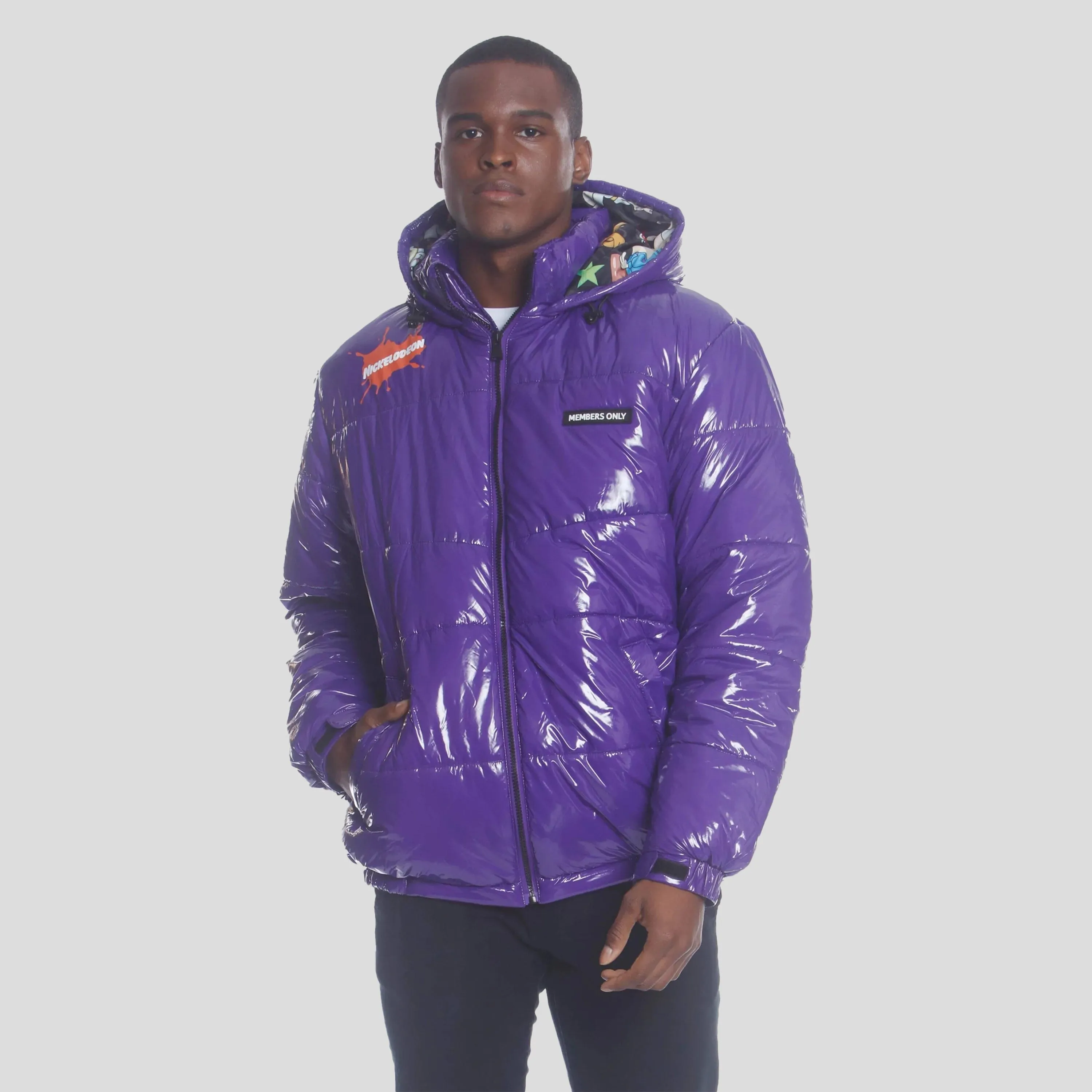 Members Only Men's Nickelodeon Shiny Collab Puffer Jacket