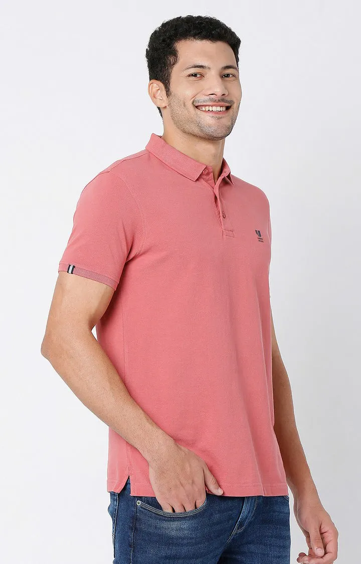 Men Premium Dull Brick Cotton Polo T-Shirts- Underjeans By Spykar