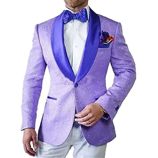 New Arrival One Button Burgundy Paisley Shawl Lapel Wedding Groom Tuxedos Men Party Groomsmen Suits (Jacket Pants Tie) K31