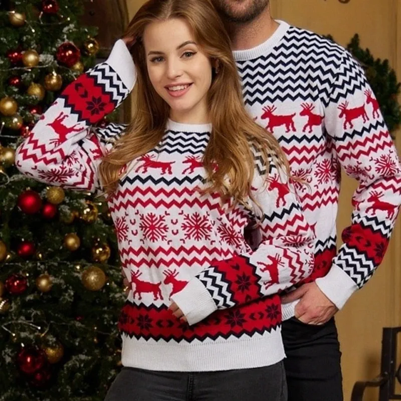 New Year's clothing women men matching Christmas family couples thick sweaters