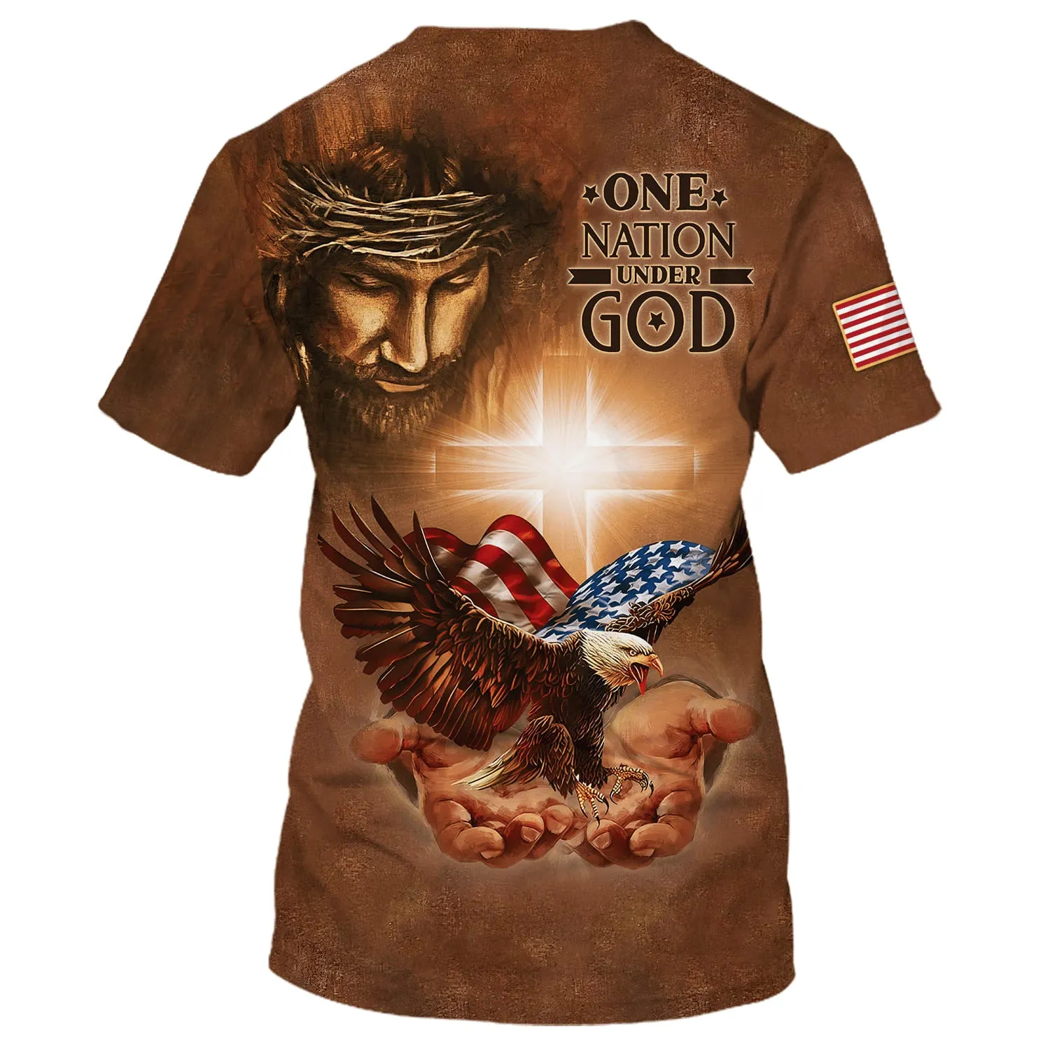 One Nation Under God Shirts American Eagle Christian Jesus 3D All Over Printed Shirt for Men and Women