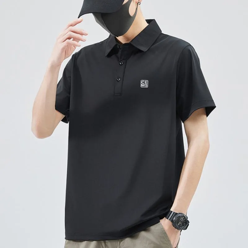 Premium Tencel Houndstooth Pressure-Bonded Lapel Wrinkle Resistant Silky Short Sleeve Polo Shirt