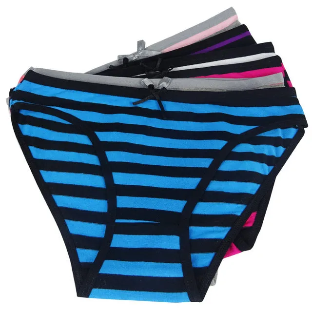 Prettywowgo Hot Sale Women's Underwear 2017 New Cotton Women Striped Panties 6861