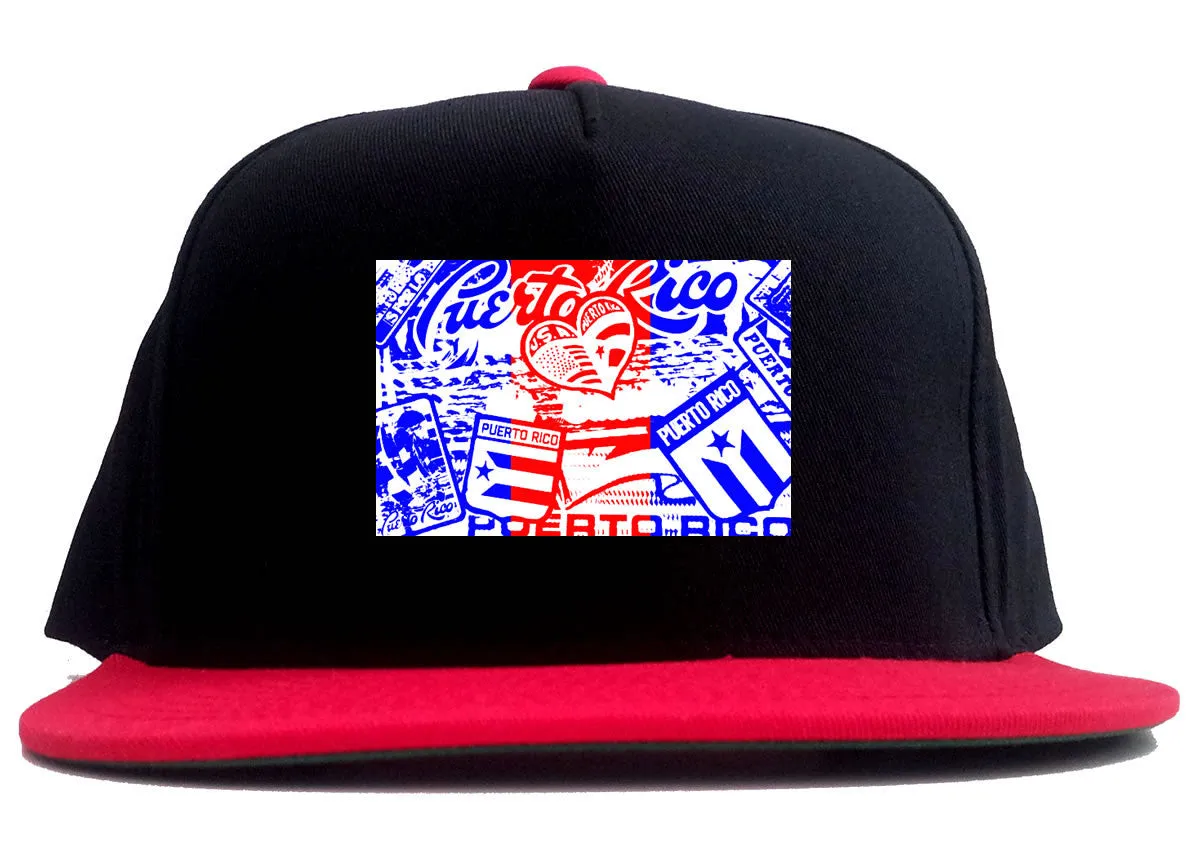 Puerto Rico Red Blue Flag 2 Tone Snapback Hat Cap