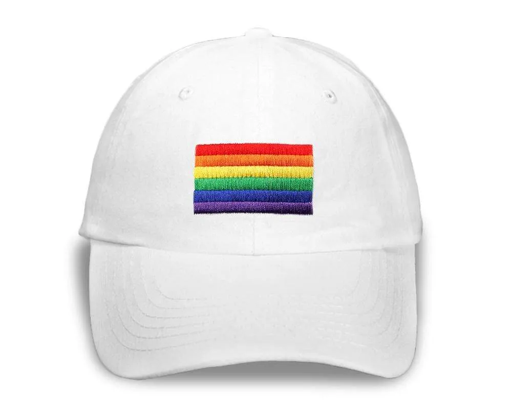 Rainbow Flag Baseball Hats in White