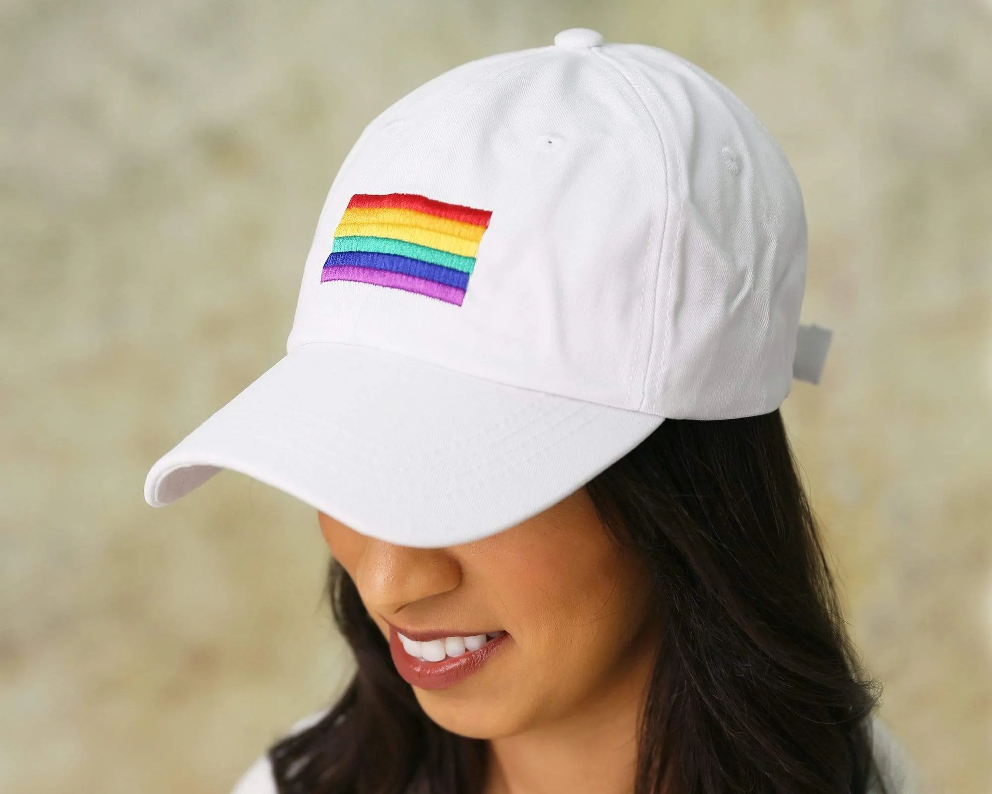 Rainbow Flag Baseball Hats in White