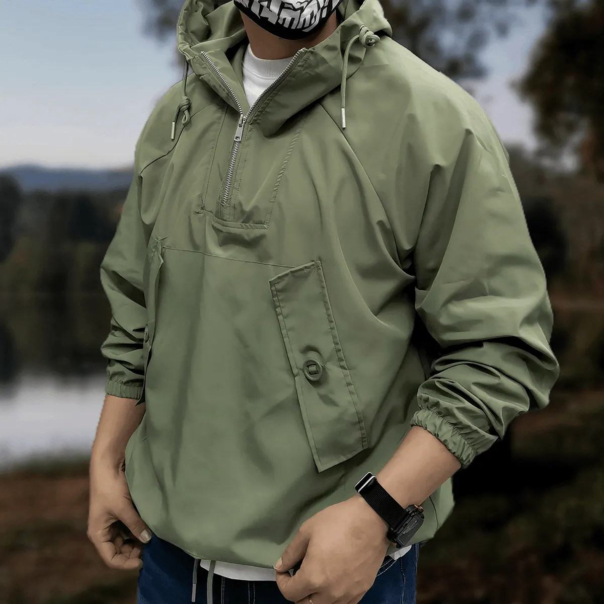 Raincoat Windproof Zip Up Anorak