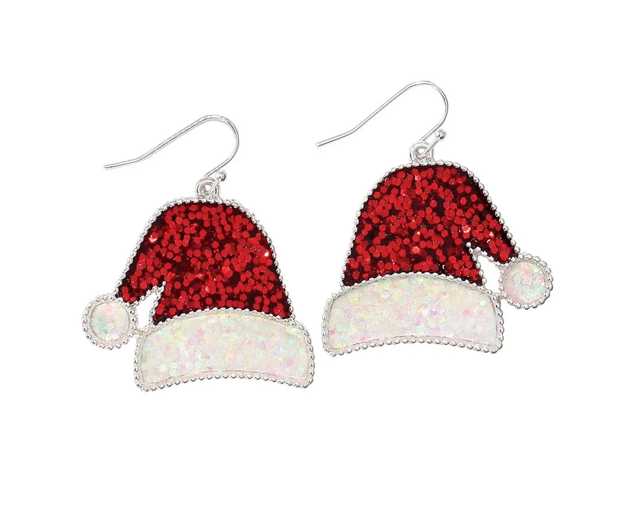 Red Glitter Santa Hats Earrings