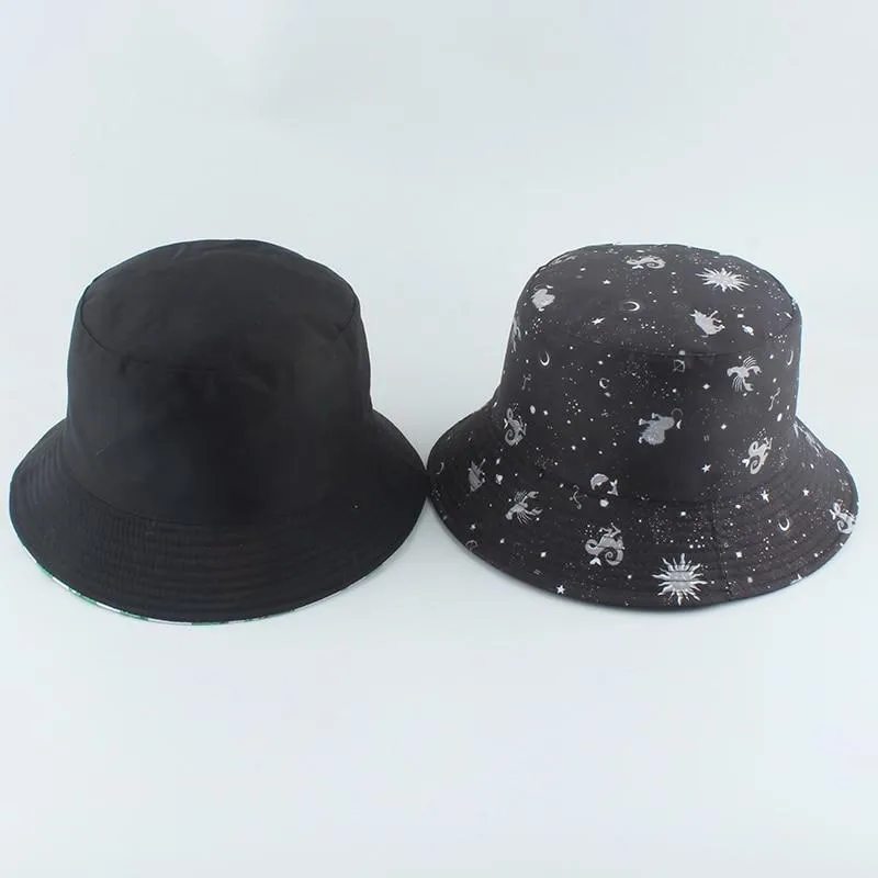 Reversible Bucket Hat Summer Sun Hats For Women Printed Bucket Hats