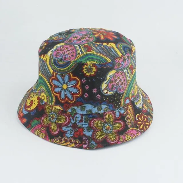 Reversible Bucket Hat Summer Sun Hats For Women Printed Bucket Hats