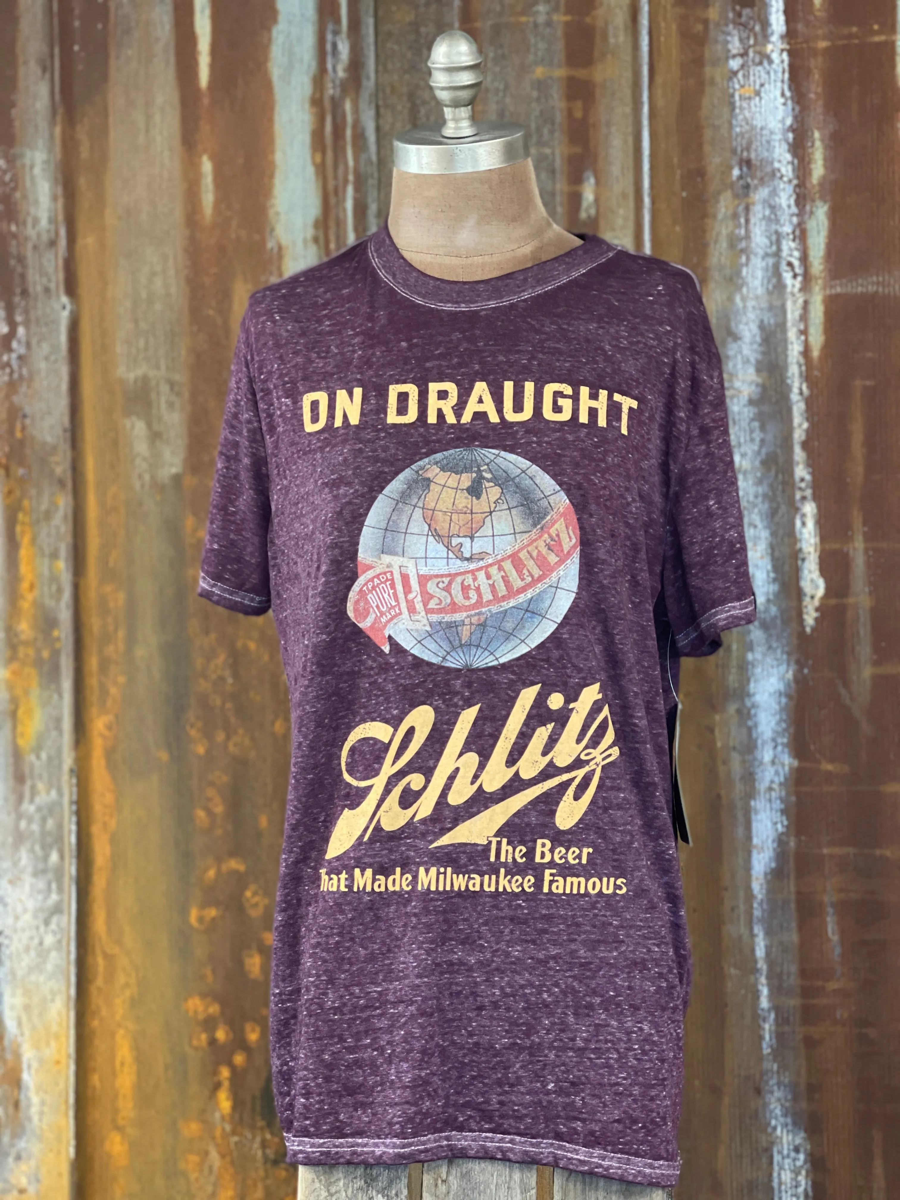 Schlitz on Draught LUXE Tee- Plum CLEARANCE