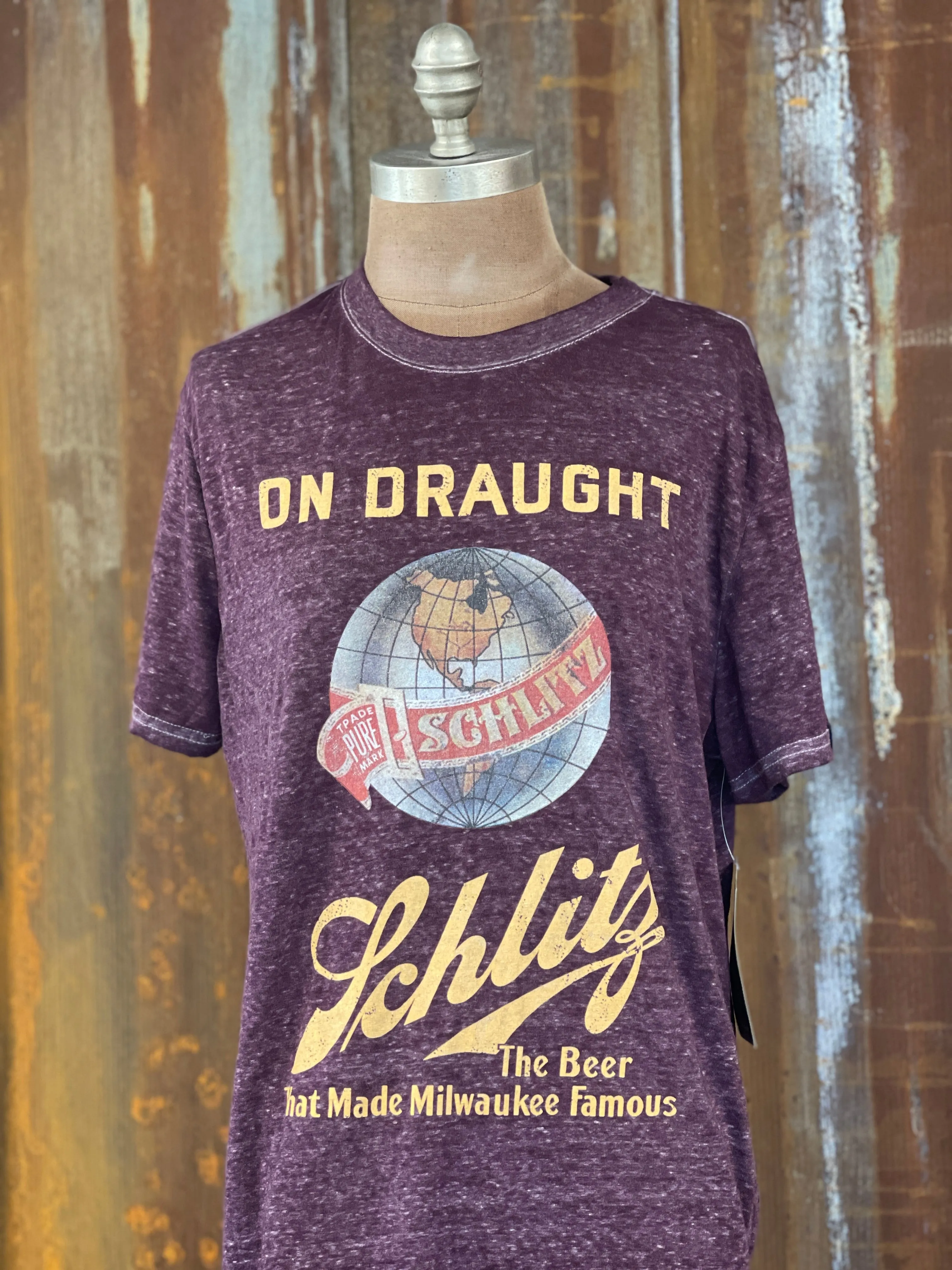 Schlitz on Draught LUXE Tee- Plum CLEARANCE