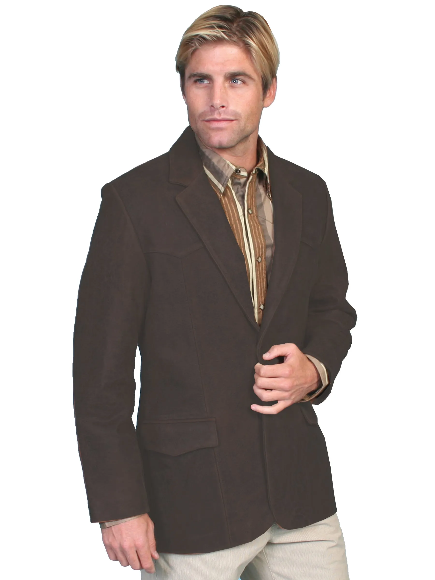 Scully Leather Mens Western Sportcoat Blazer Jacket Button Front Brown 48