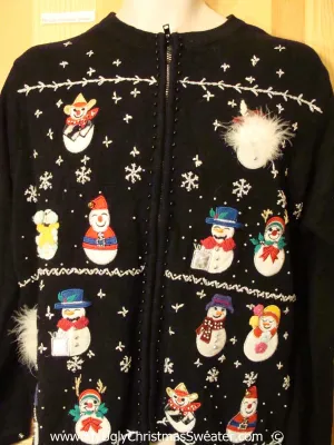 Snowmen Wearing Hats Festive Christmas Sweater