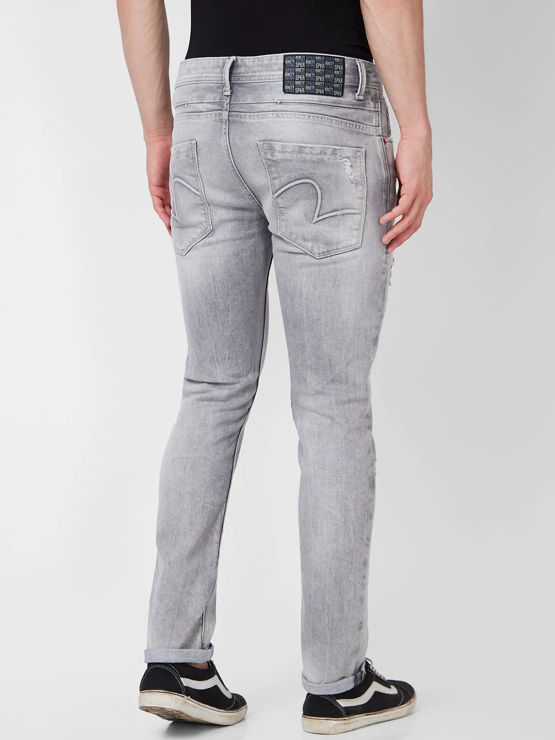 Spykar Low Rise Slim Fit Grey Jeans For Men