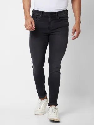 Spykar Low Rise Super Slim Fit Black Jeans For Men