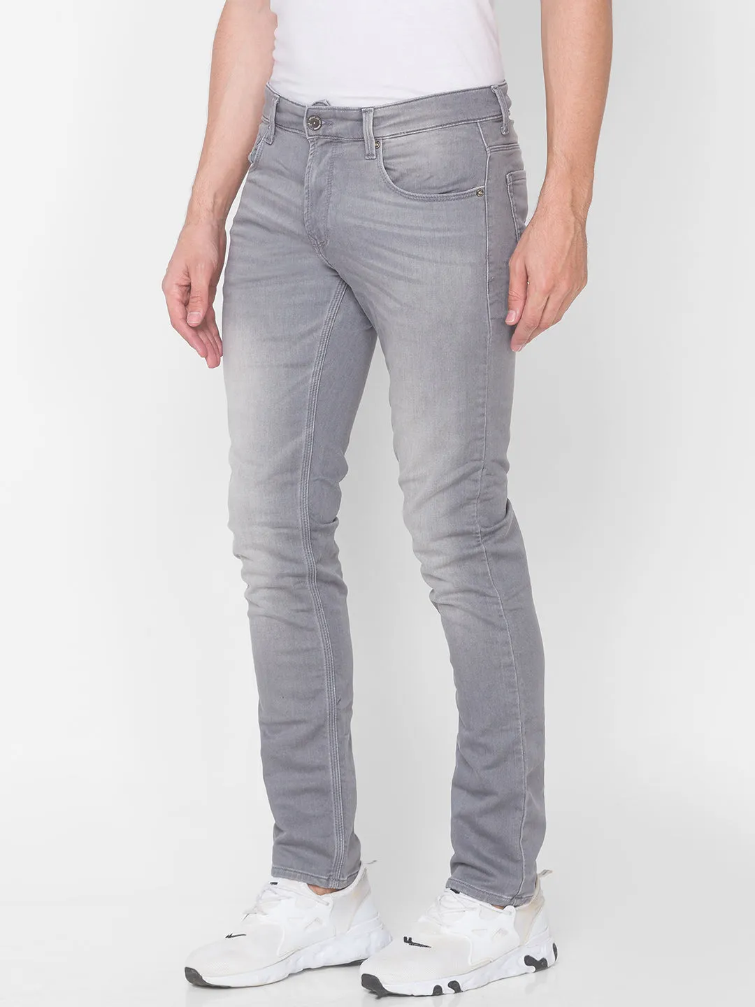 Spykar Men Grey Cotton Regular Fit Straight Length Jeans - (Rico)