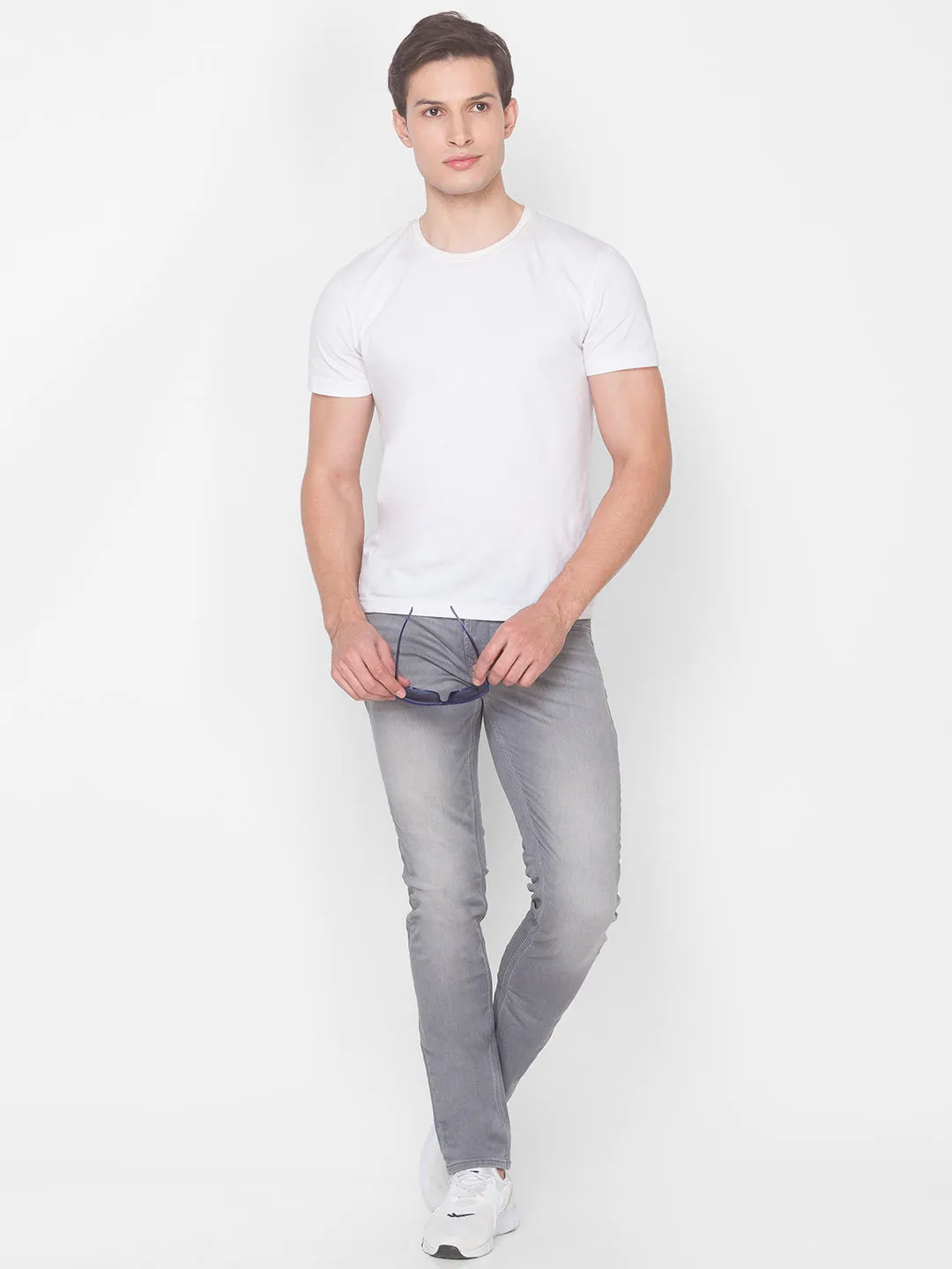 Spykar Men Grey Cotton Regular Fit Straight Length Jeans - (Rico)