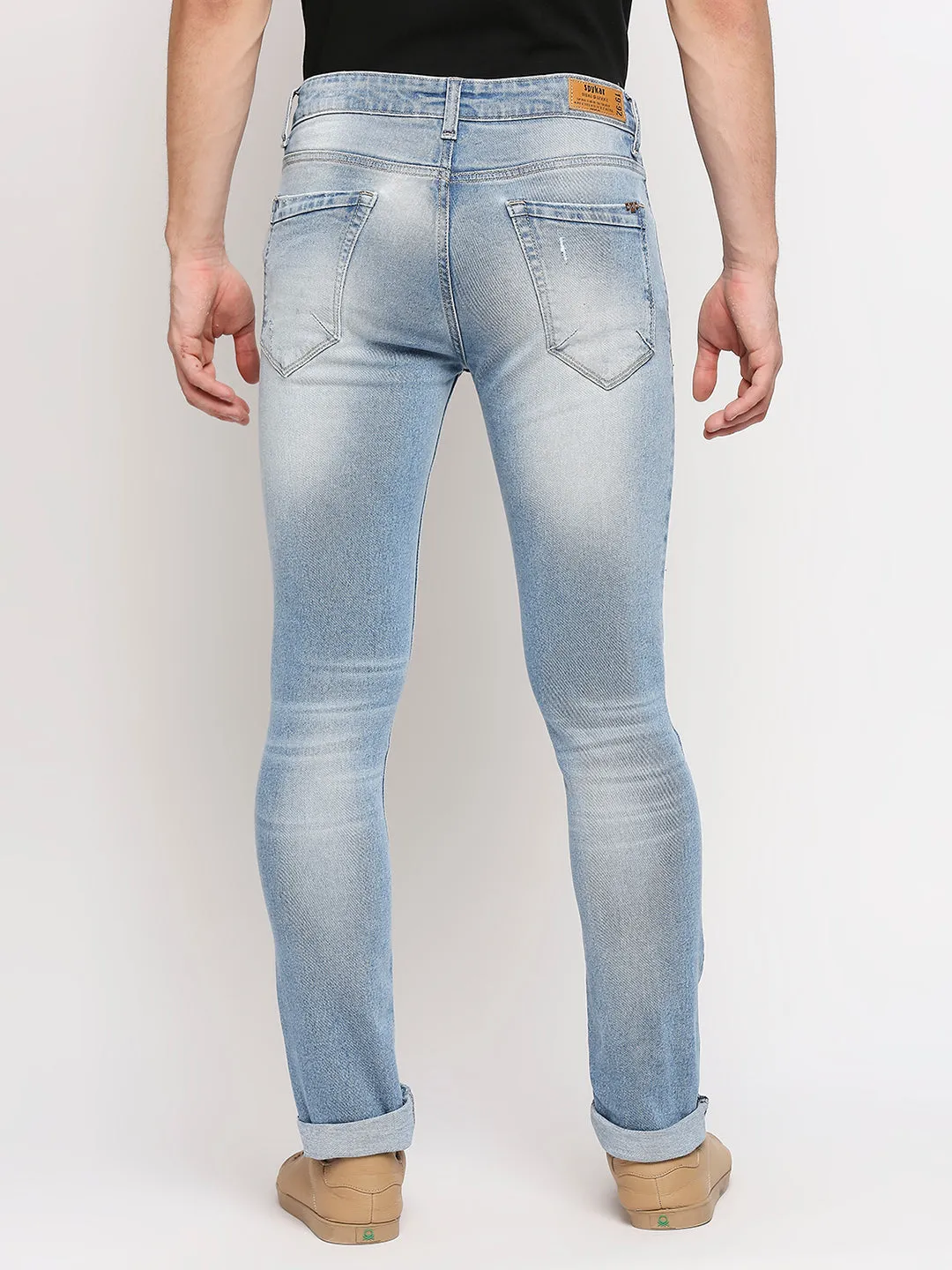 Spykar Men Light Blue Solid Regular Low-Rise Jeans (Rover)