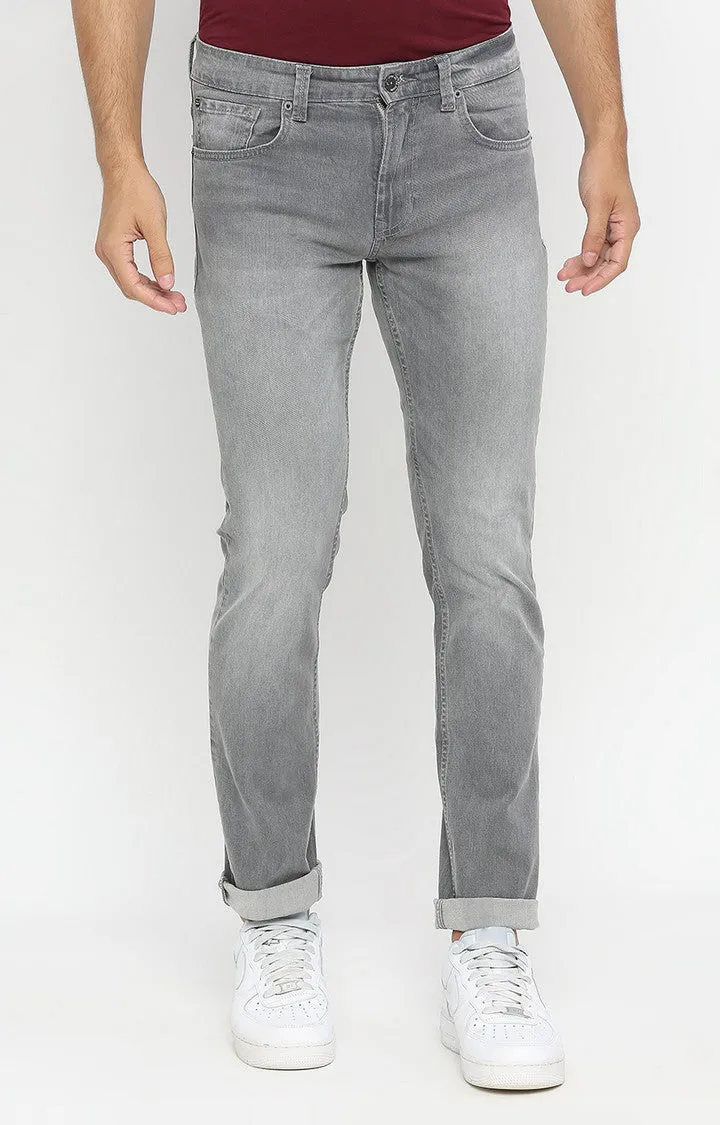 Spykar Men Light Grey Cotton Regular Fit Narrow Length Jeans (Rover)