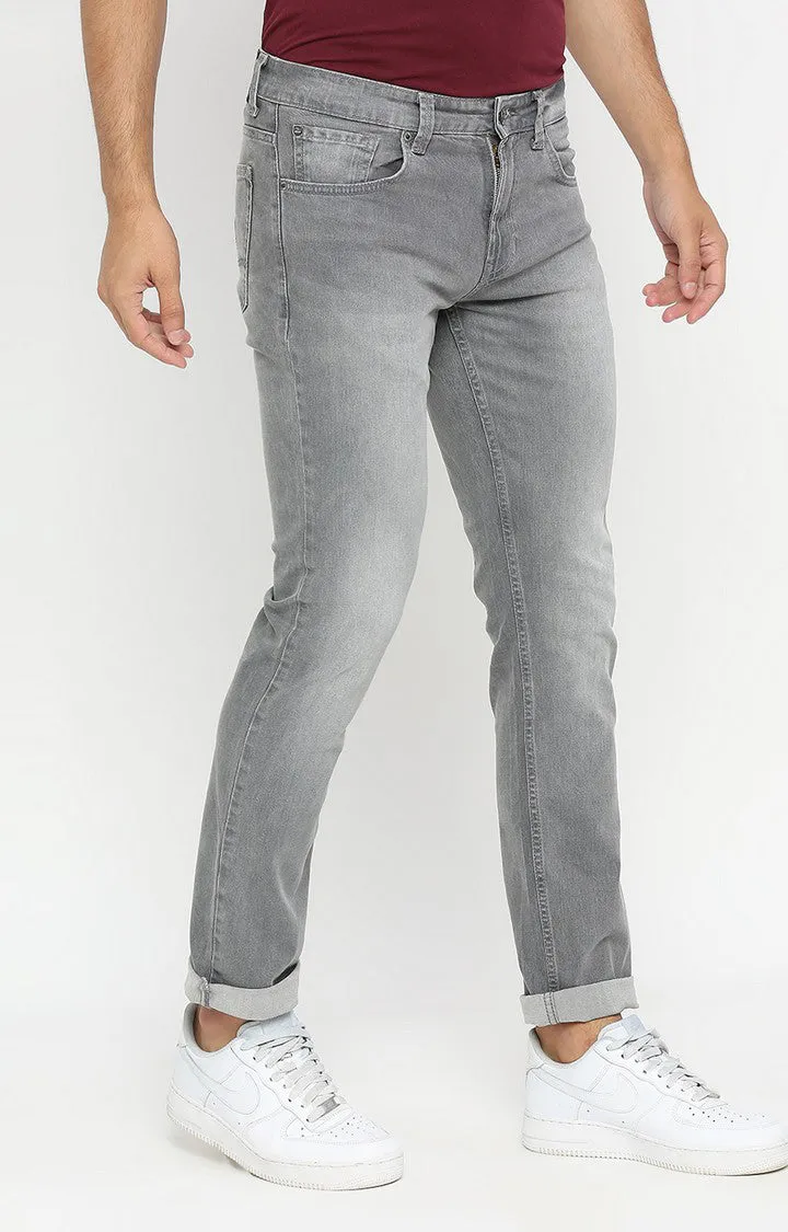 Spykar Men Light Grey Cotton Regular Fit Narrow Length Jeans (Rover)