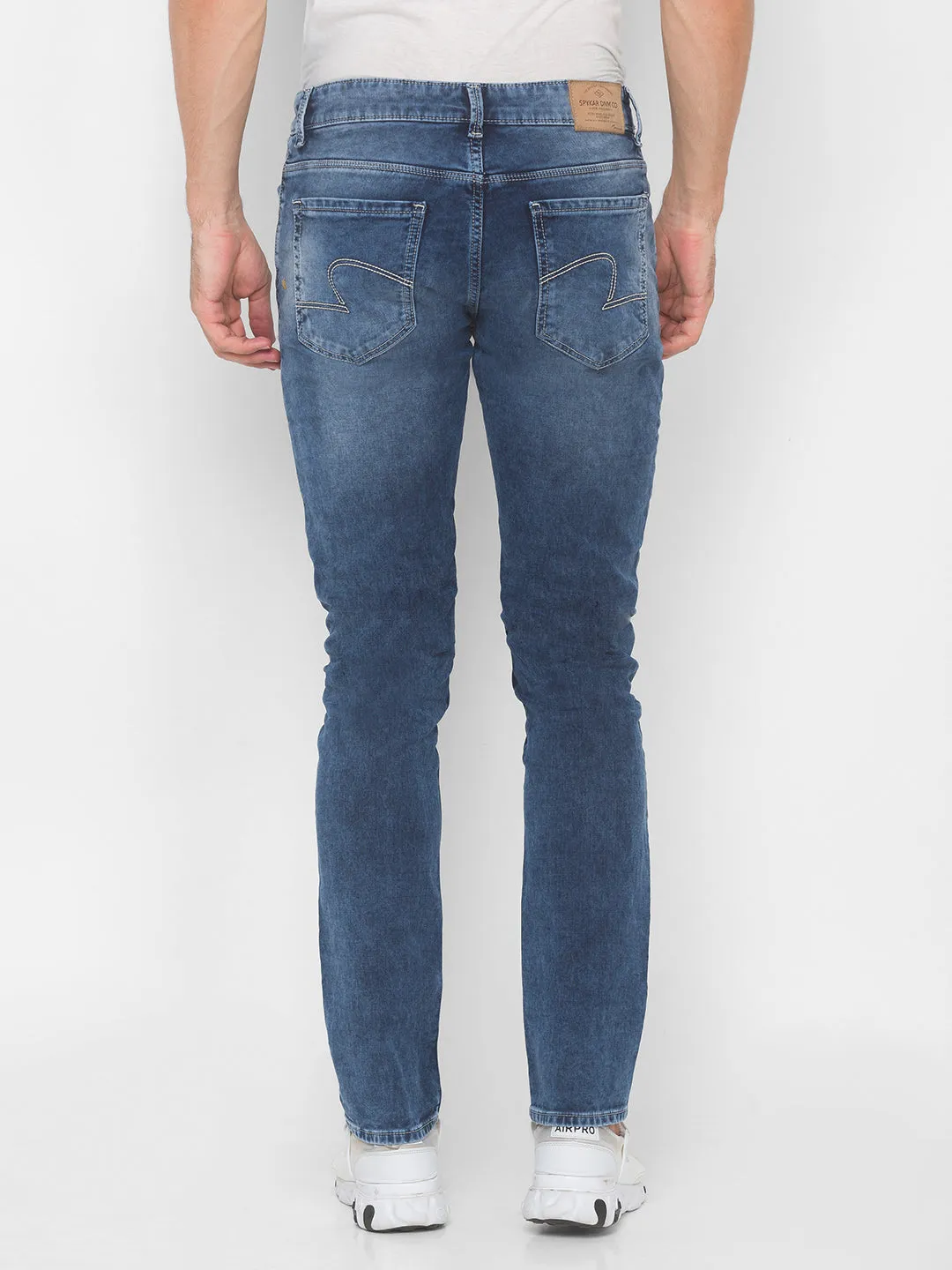 Spykar Men Mid Blue Solid Regular Low-Rise Jeans (Rover)