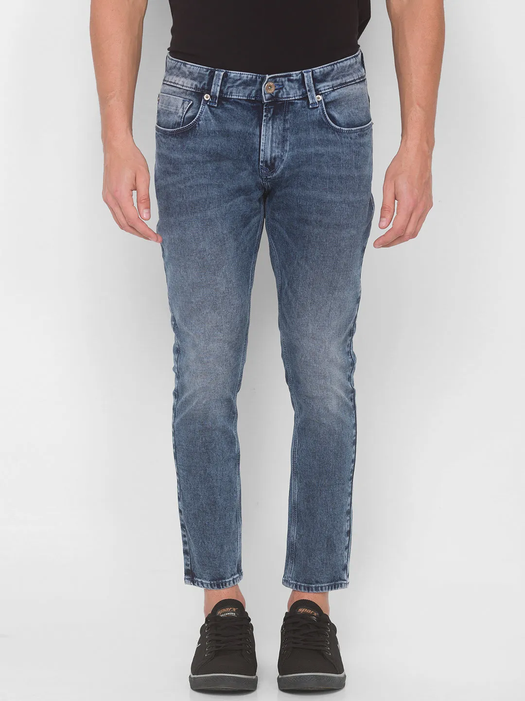 Spykar Men Mid Blue Solid Slim Mid-Rise Jeans (Kano)