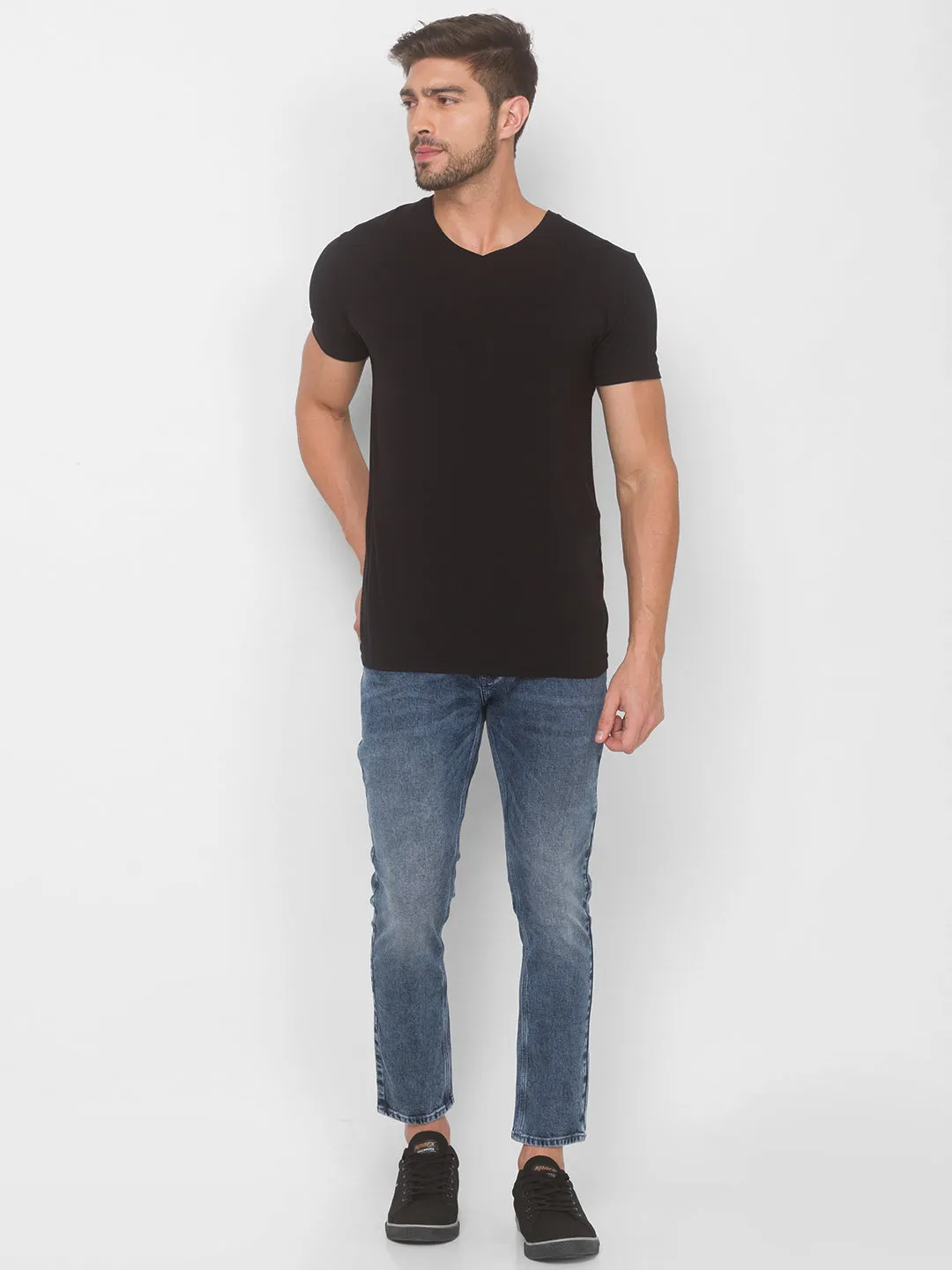 Spykar Men Mid Blue Solid Slim Mid-Rise Jeans (Kano)