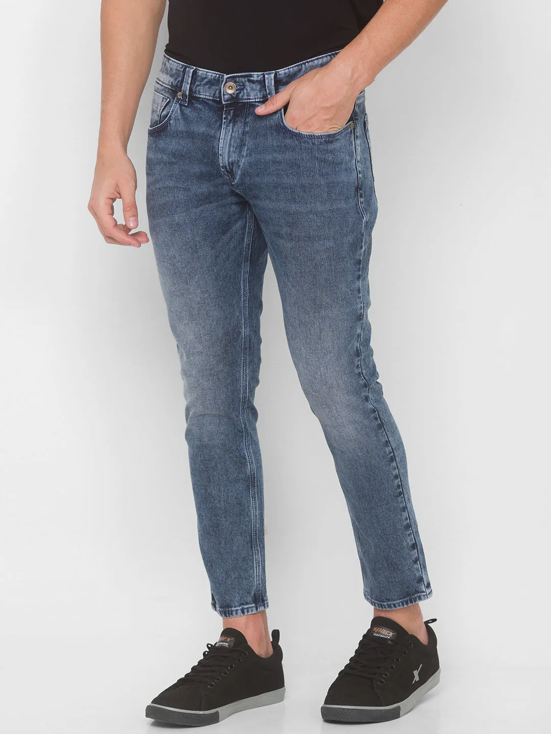 Spykar Men Mid Blue Solid Slim Mid-Rise Jeans (Kano)