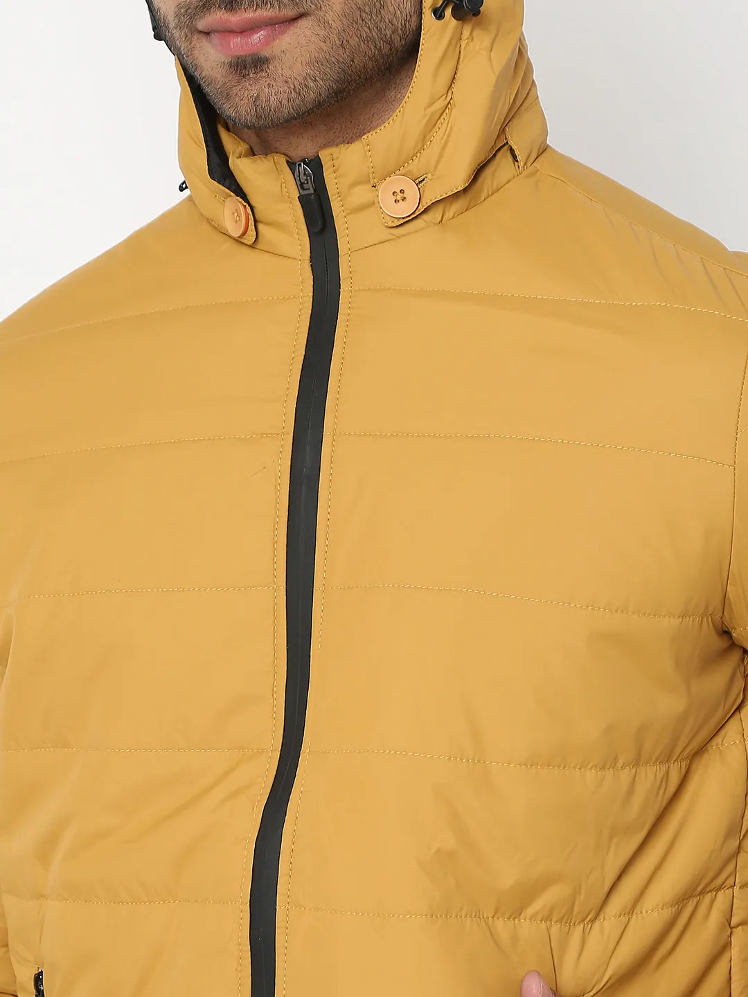 Spykar Men Mustard Nylon Regular Fit Jacket