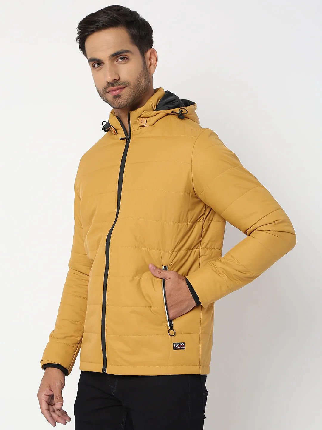 Spykar Men Mustard Nylon Regular Fit Jacket