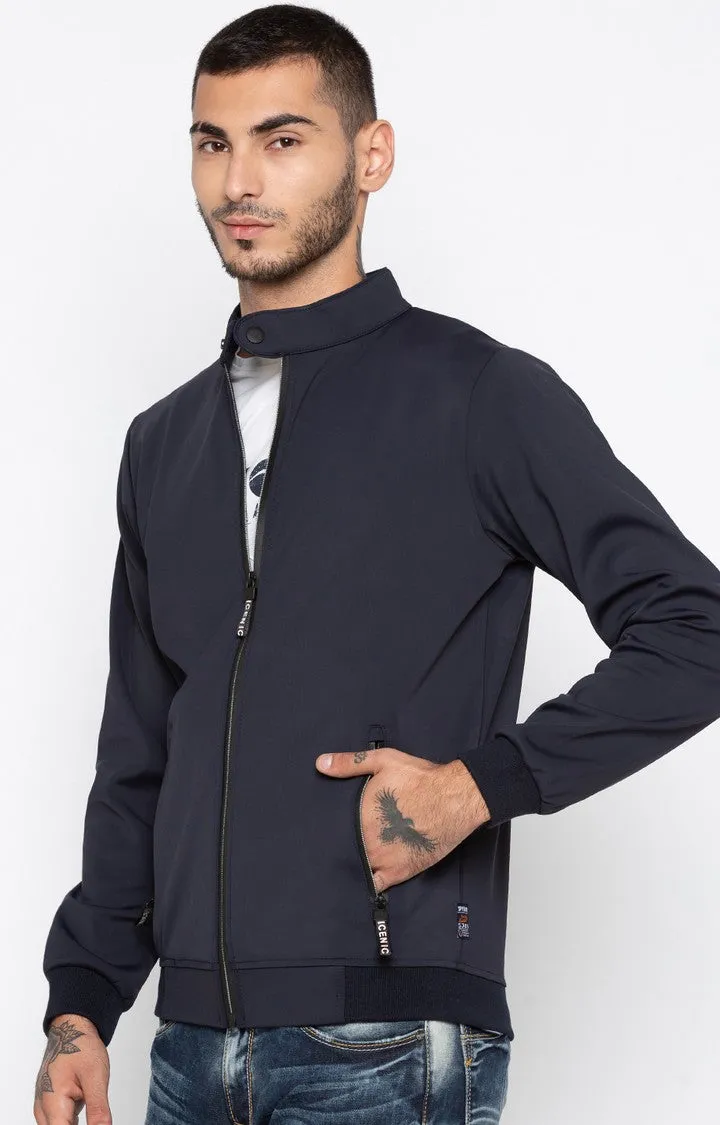 Spykar Men Navy Solid Regular Fit Bomber Jacket