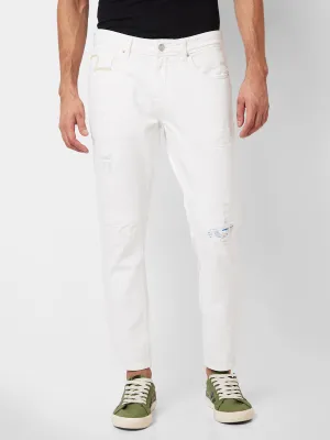 Spykar Mid Rise Slim Fit White Jeans For Men