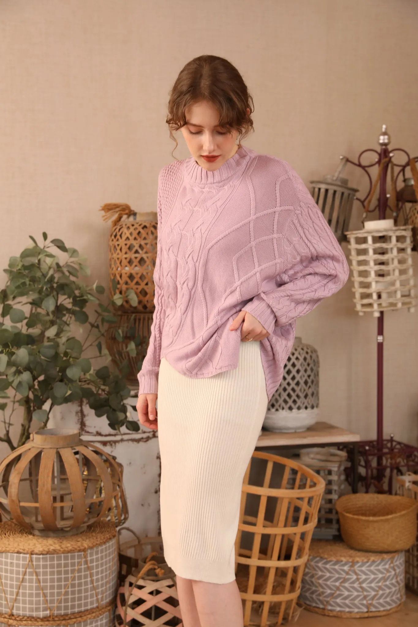 Sylphide | Babette Purple Cable Wool Sweater