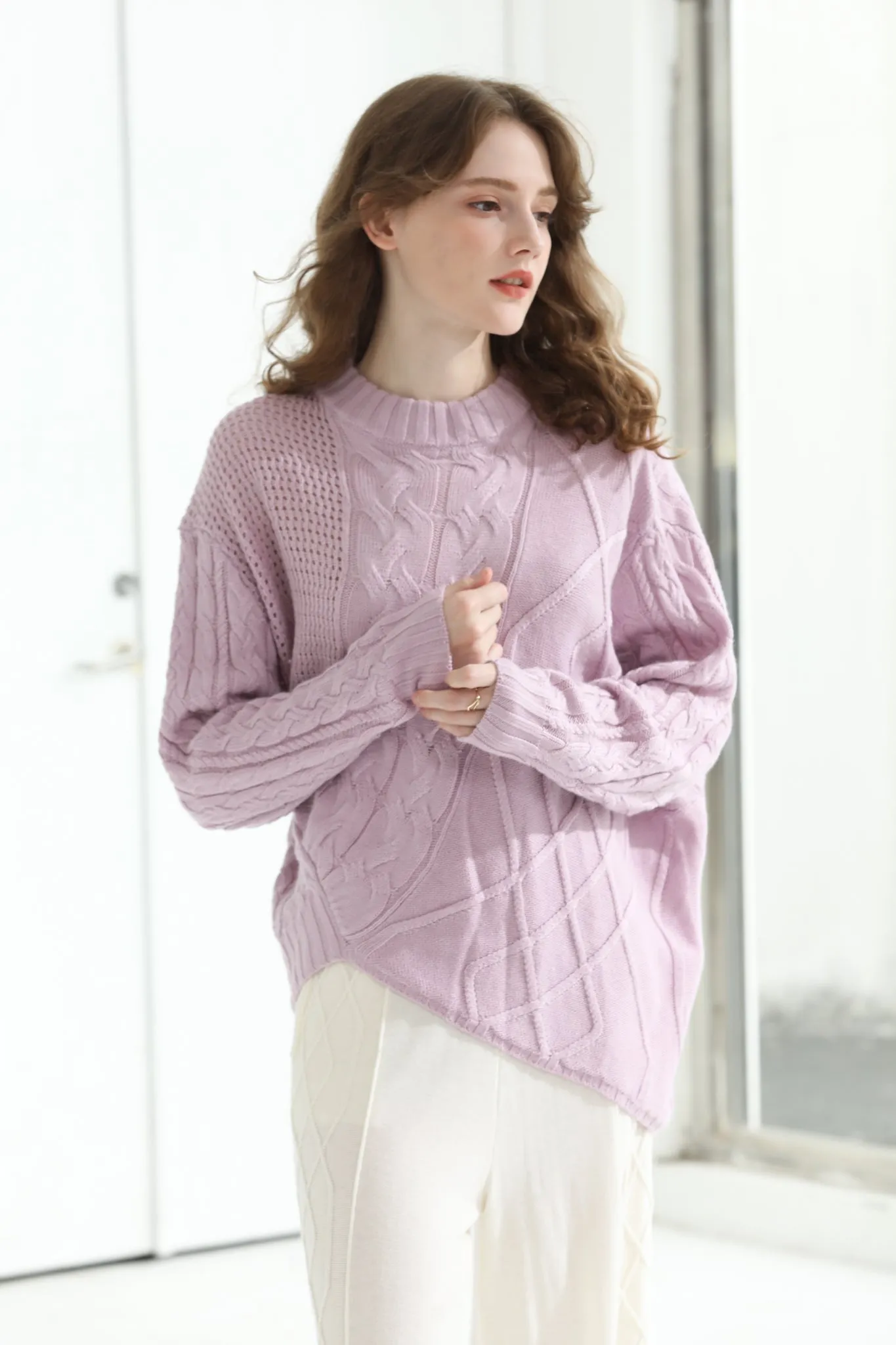 Sylphide | Babette Purple Cable Wool Sweater