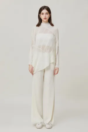 Sylphide | Lille White Semi-Sheer Wool Top