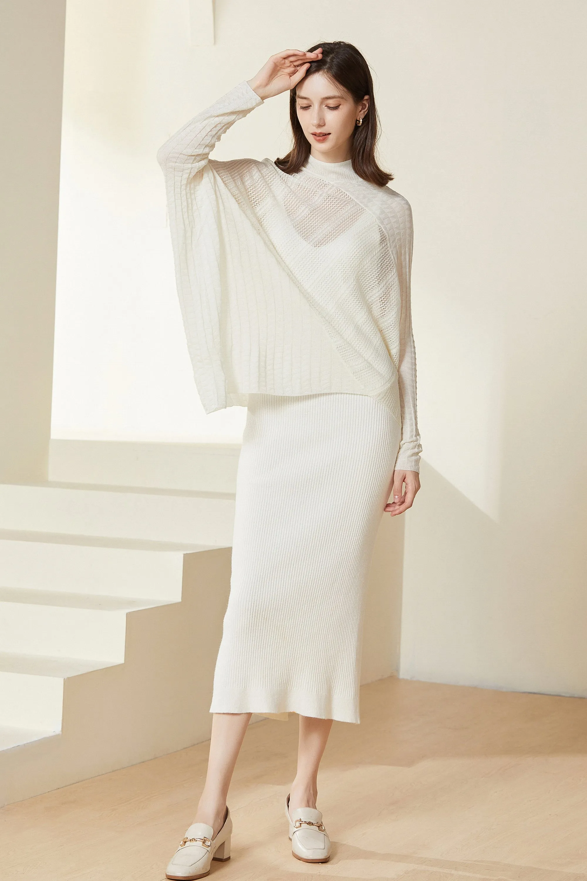 Sylphide | Lille White Semi-Sheer Wool Top